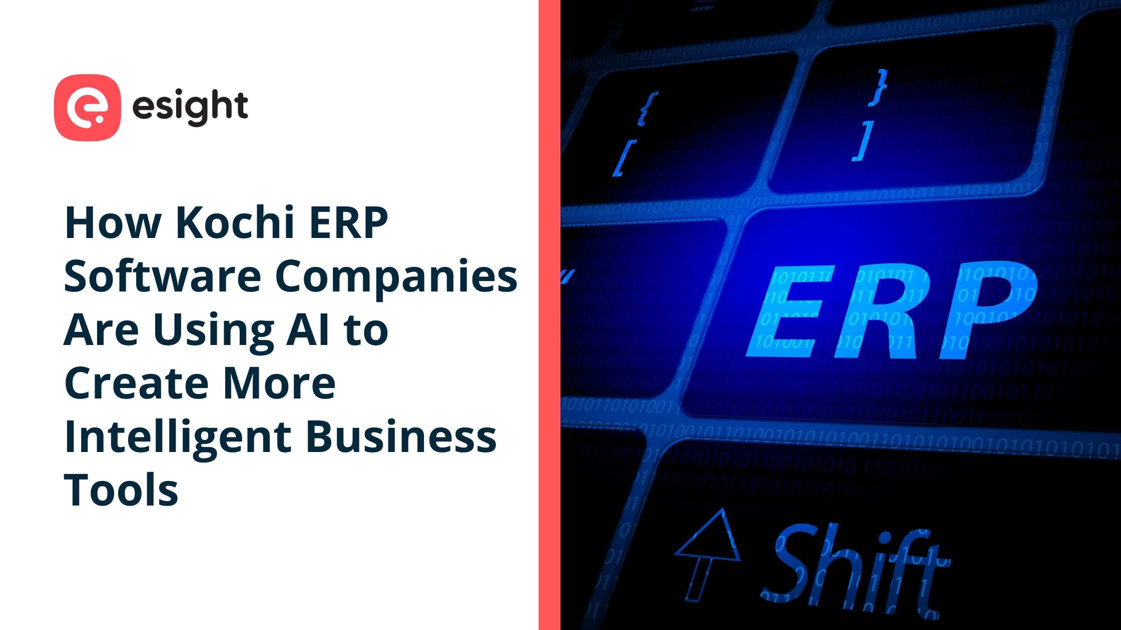 Banner image showing ERP software concept with AI and data visuals, explaining how Kochi ERP software companies use artificial intelligence to build smarter business tools.
