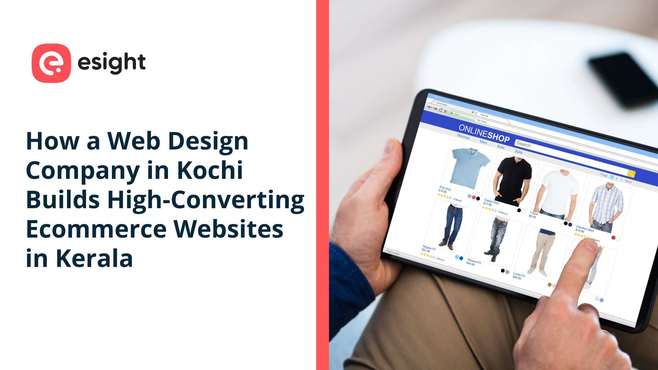 Web design company in Kochi building a high-converting ecommerce website in Kerala displayed on a tablet screen