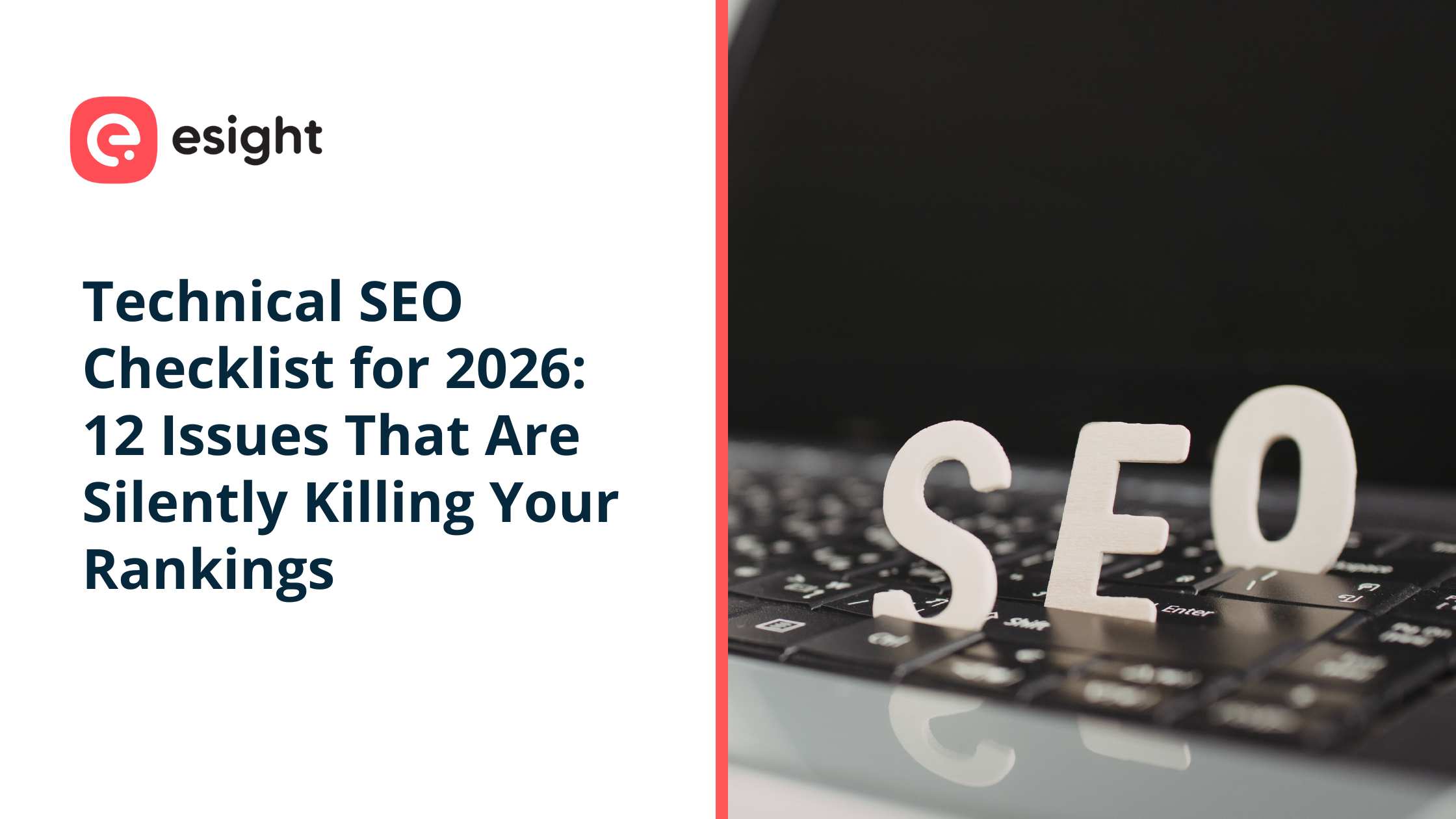 Technical SEO concept with the word “SEO” placed on a laptop keyboard representing website optimization and ranking improvements