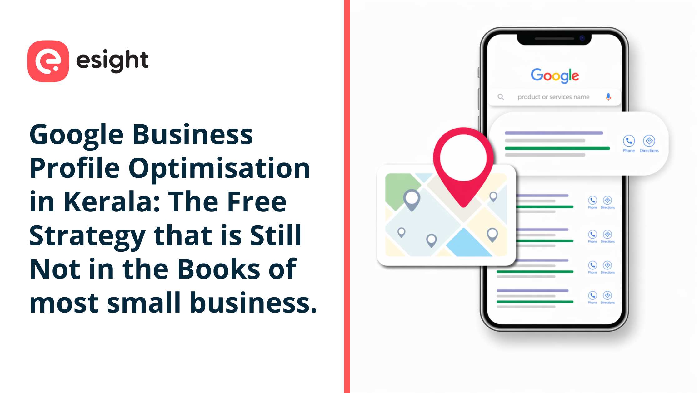 Google Business Profile optimisation in Kerala with smartphone map location interface and local search results illustration
